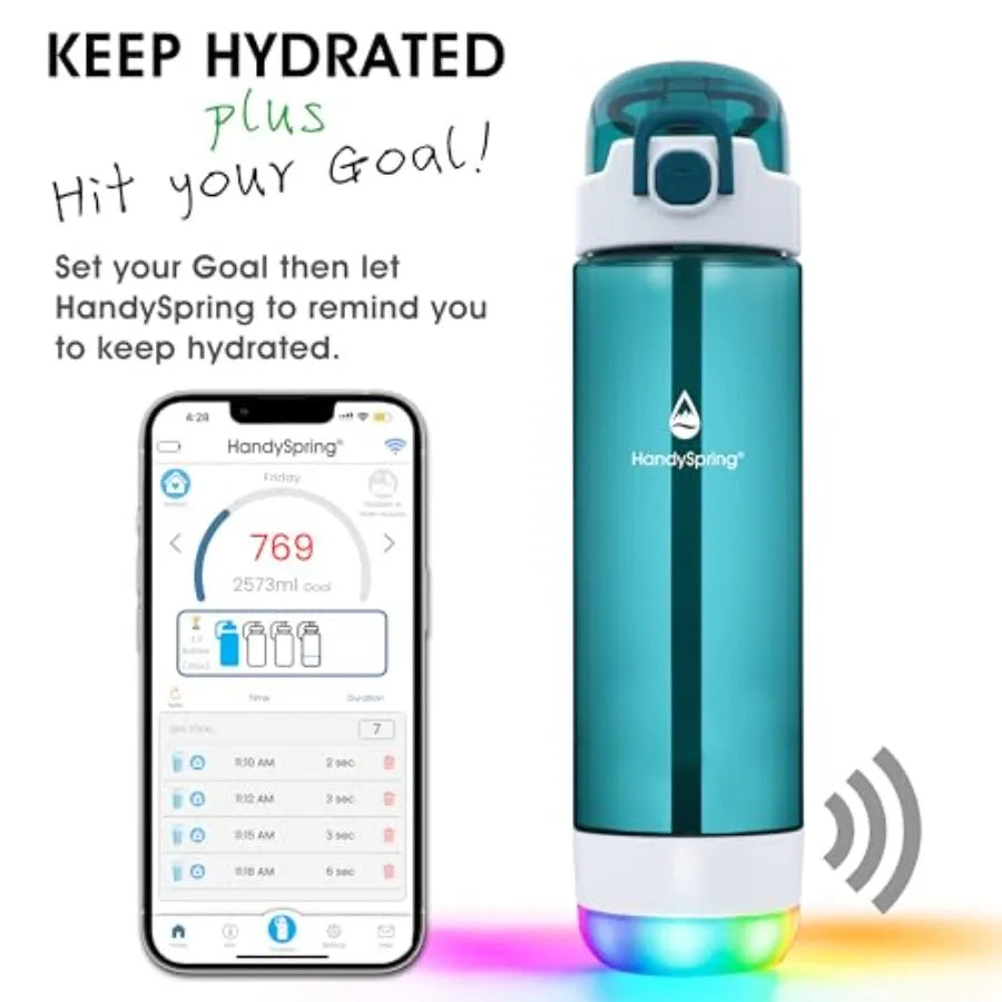 Adimerah Smart Hydration Bottle – App Connected, 800ML Tritan Plastic, Reminder & Water Intake Tracker with Lights, Sound, Straw, Rechargeable