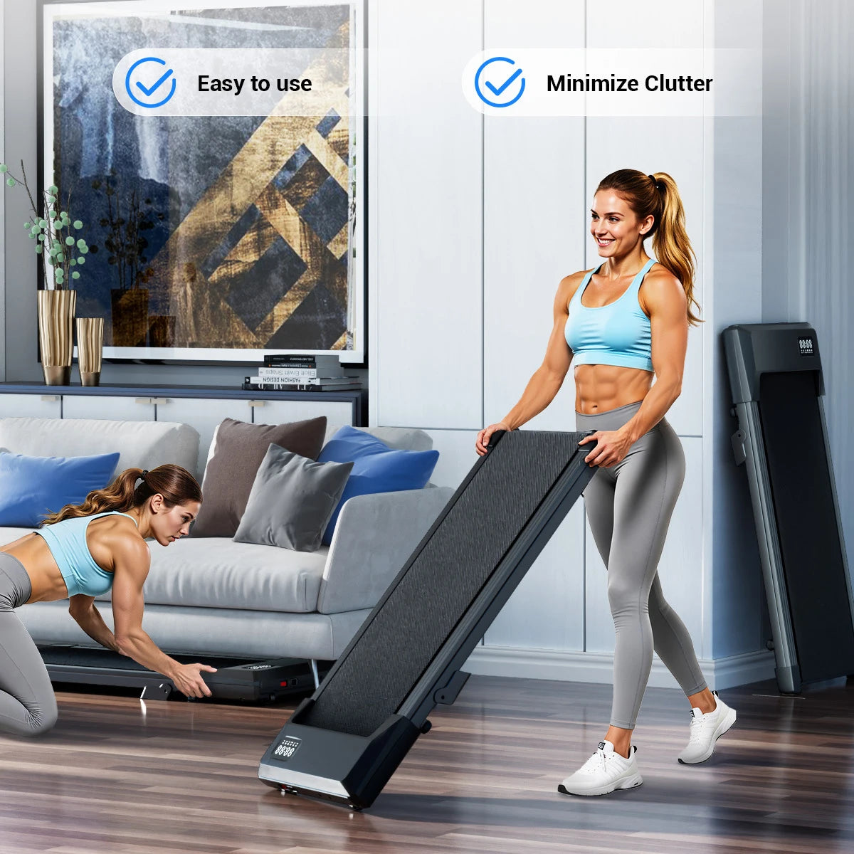 Adimerah Compact Walking Pad – Foldable 2-in-1 Under Desk Treadmill, 2.5HP, 6% Slope, 300 lbs Capacity, LED Display & Remote