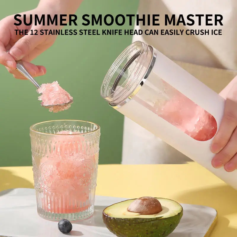 Adimerah Premium Portable Blender - 530ml Portable Juicer Wireless USB Charging Crushed Ice Electric Juicing 12 Blade 4 Gears 7.4V