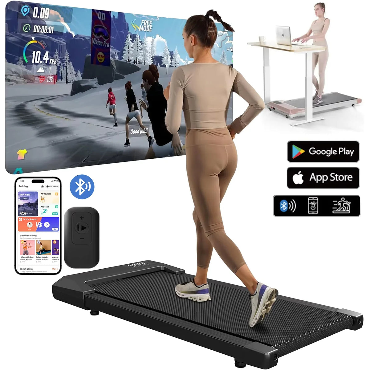 Adimerah Compact Walking Pad - 2.5HP, 300 lbs Capacity