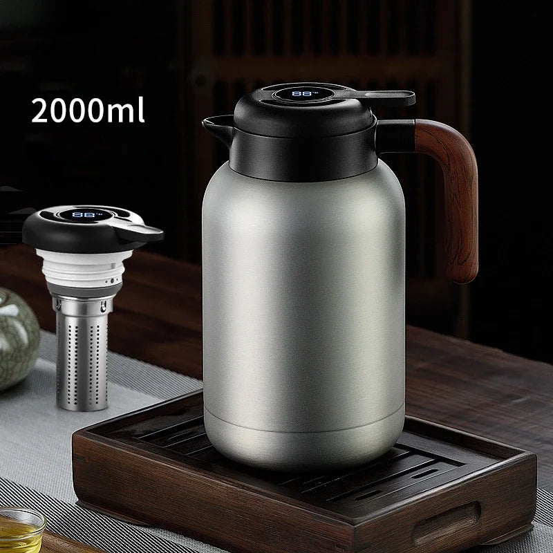Adimerah Premium Smart Thermos – 316 Stainless Steel Vacuum Bottle with LED Temperature Display & Tea Strainer