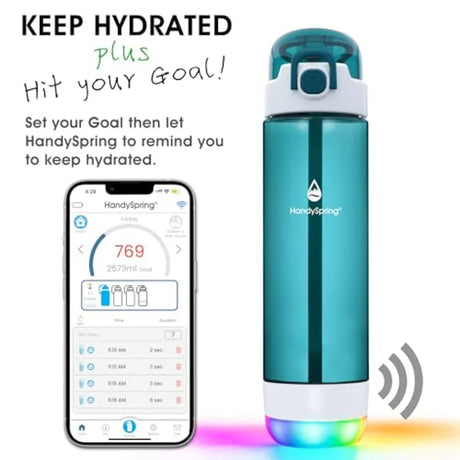 Adimerah Smart Hydration Bottle – App Connected, 800ML Tritan Plastic, Reminder & Water Intake Tracker with Lights, Sound, Straw, Rechargeable