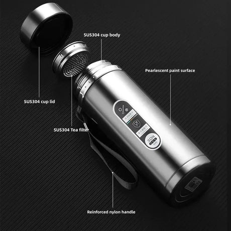 Adimerah LED Smart Bottle – 800ML/1L Stainless Steel Vacuum Thermos with Temperature Display. & Cup