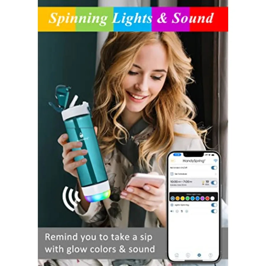 Adimerah Smart Hydration Bottle – App Connected, 800ML Tritan Plastic, Reminder & Water Intake Tracker with Lights, Sound, Straw, Rechargeable