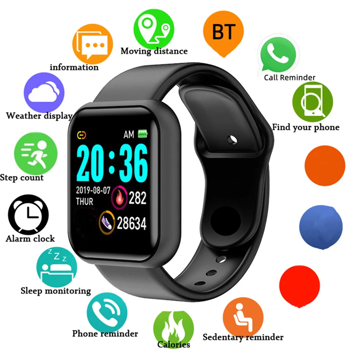 Adimerah Fitness Tracker Smart Watch for Men Women Supports Android IOS