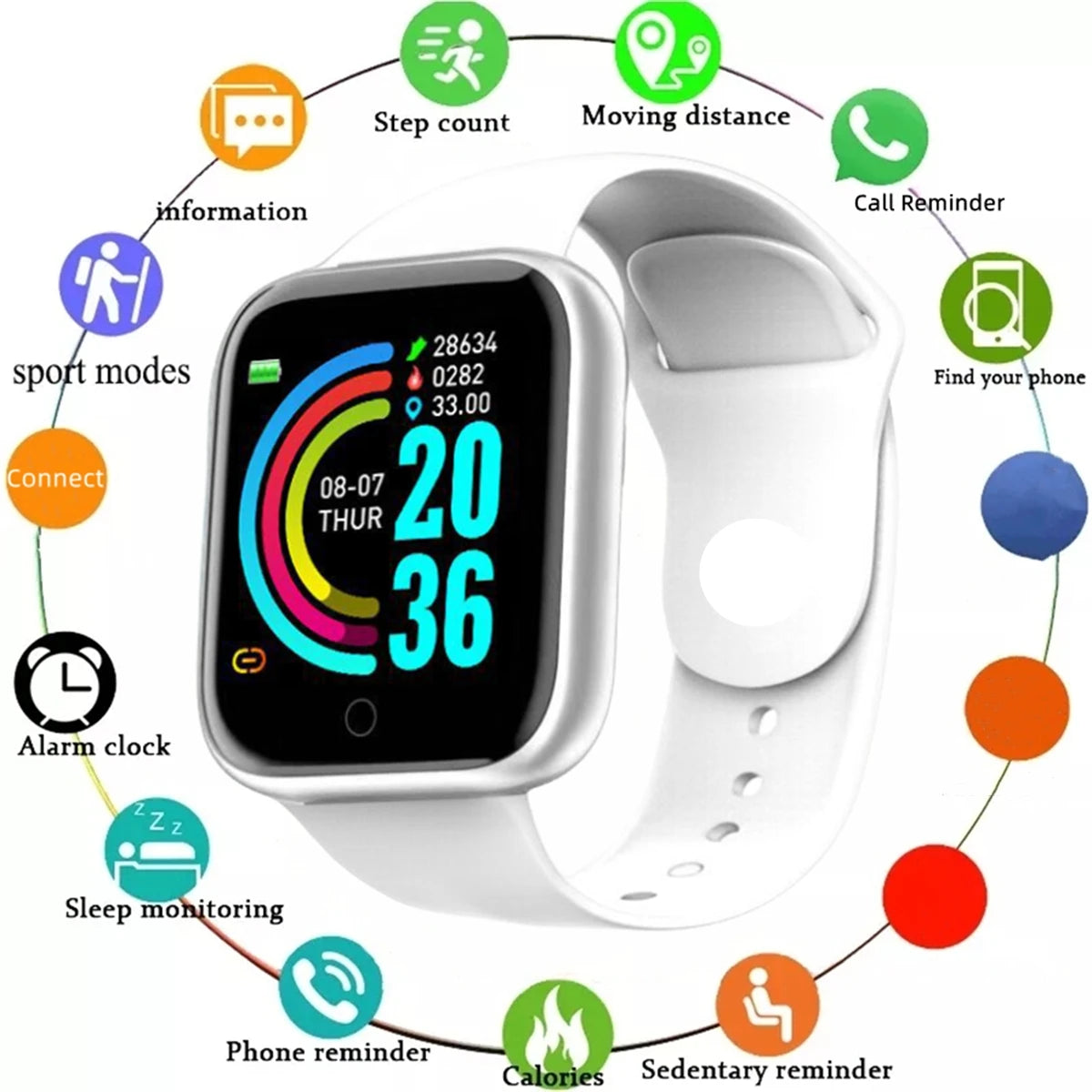 Adimerah Fitness Tracker Smart Watch for Men Women Supports Android IOS
