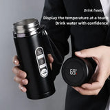 Adimerah LED Smart Bottle – 800ML/1L Stainless Steel Vacuum Thermos with Temperature Display. & Cup