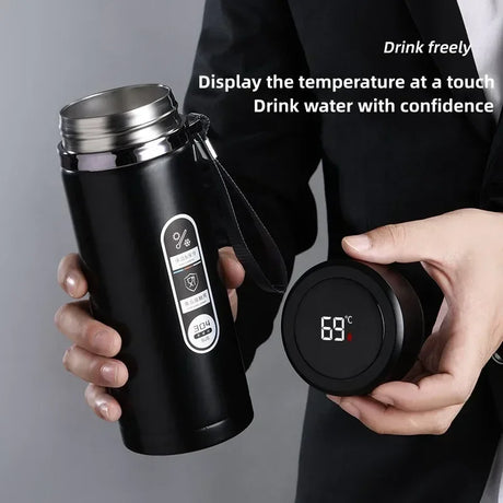 Adimerah LED Smart Bottle – 800ML/1L Stainless Steel Vacuum Thermos with Temperature Display. & Cup