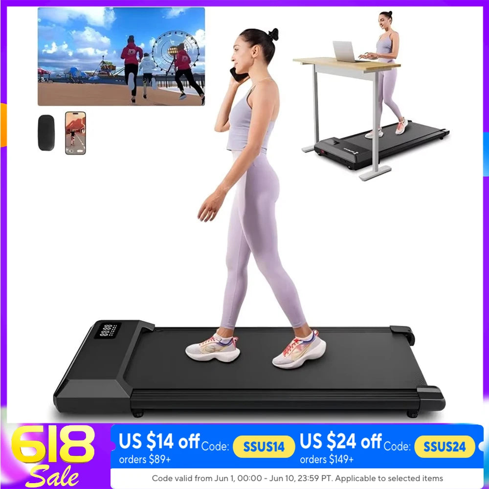 Adimerah Compact Walking Pad – Superun 2-in-1 Home & Office Treadmill, 2.5 HP Mini Treadmill for Small Spaces with APP & Remote Control