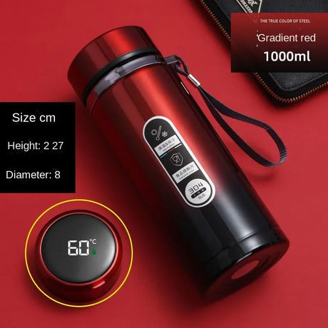 Adimerah LED Smart Bottle – 800ML/1L Stainless Steel Vacuum Thermos with Temperature Display. & Cup