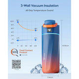 Adimerah Smart Hydration Bottle – 16oz/500MLwith Reminder & Tracker, Android/ ios App Connected