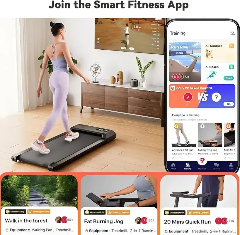 Adimerah Compact Walking Pad – Superun 2-in-1 Home & Office Treadmill, 2.5 HP Mini Treadmill for Small Spaces with APP & Remote Control