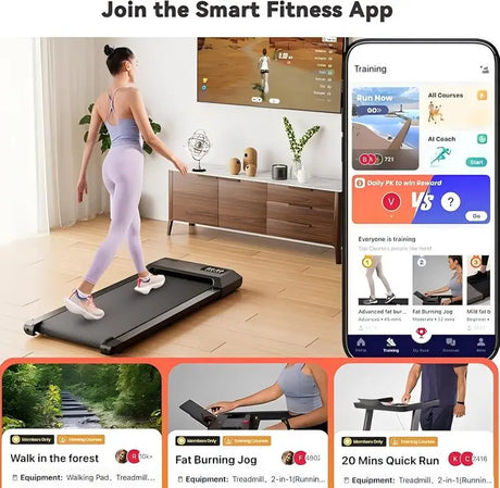 Adimerah Compact Walking Pad – Superun 2-in-1 Home & Office Treadmill, 2.5 HP Mini Treadmill for Small Spaces with APP & Remote Control