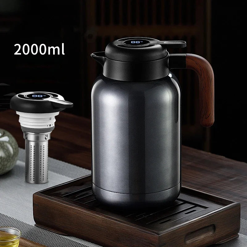 Adimerah Premium Smart Thermos – 316 Stainless Steel Vacuum Bottle with LED Temperature Display & Tea Strainer