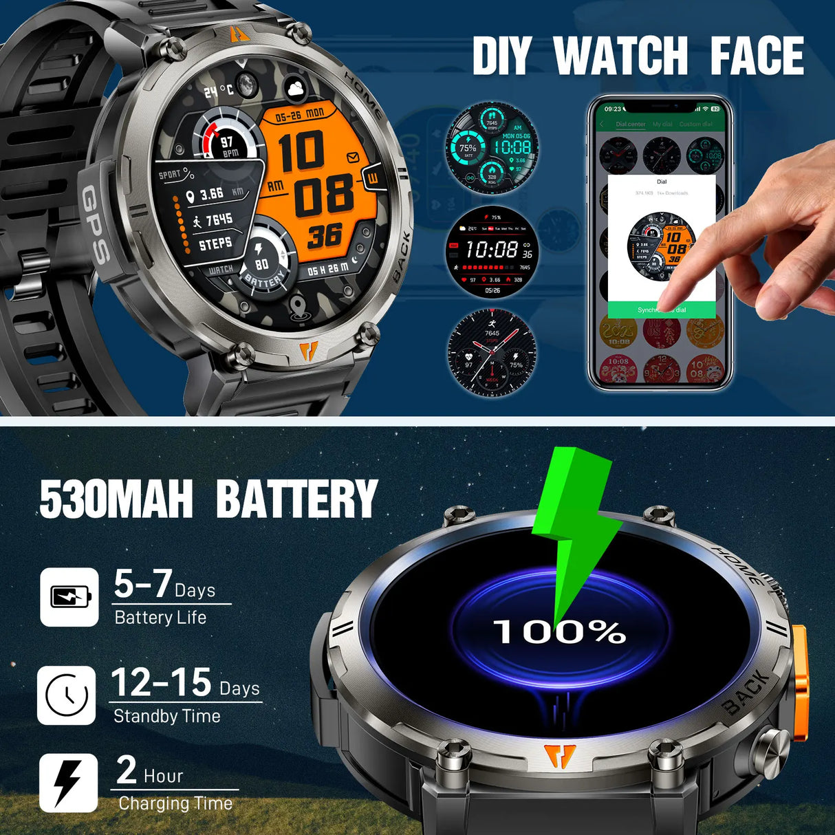 Adimerah KE3 GPS - AMOLED Smartwatch
