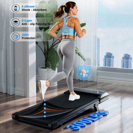 Adimerah Compact Walking Pad – Foldable 2-in-1 Under Desk Treadmill, 2.5HP, 6% Slope, 300 lbs Capacity, LED Display & Remote